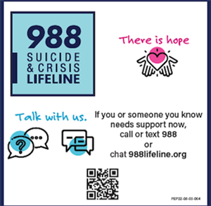 Call the 988 Suicide & crisis lifeline