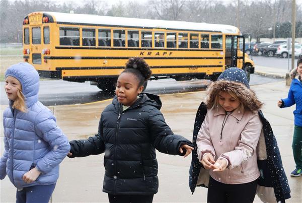 Students in the snow